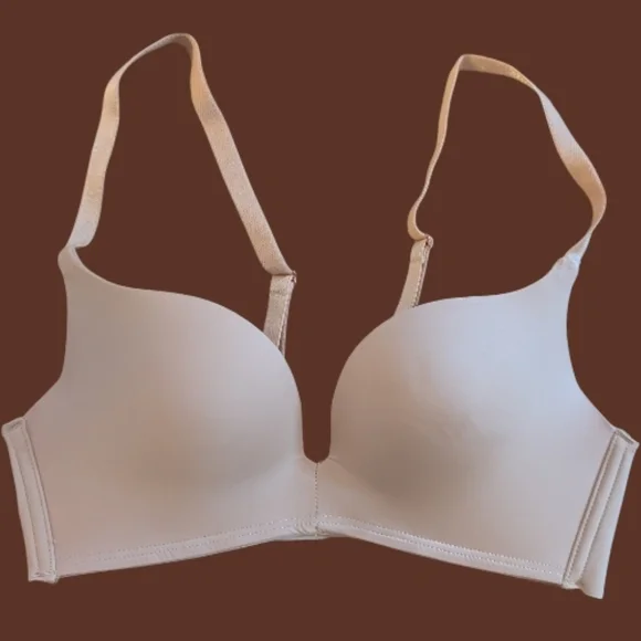 Like New Maidenform Nude Love The Lift Wireless Plunge Push Up Bra 32A DM1192 - Picture 2 of 4